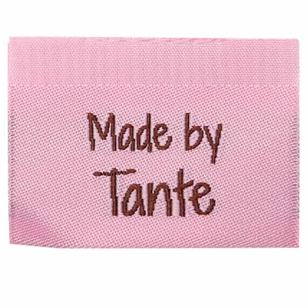 Go Handmade Vævet Label, Dobbeltsidet, Pink, 35 x 19 mm, 10 stk